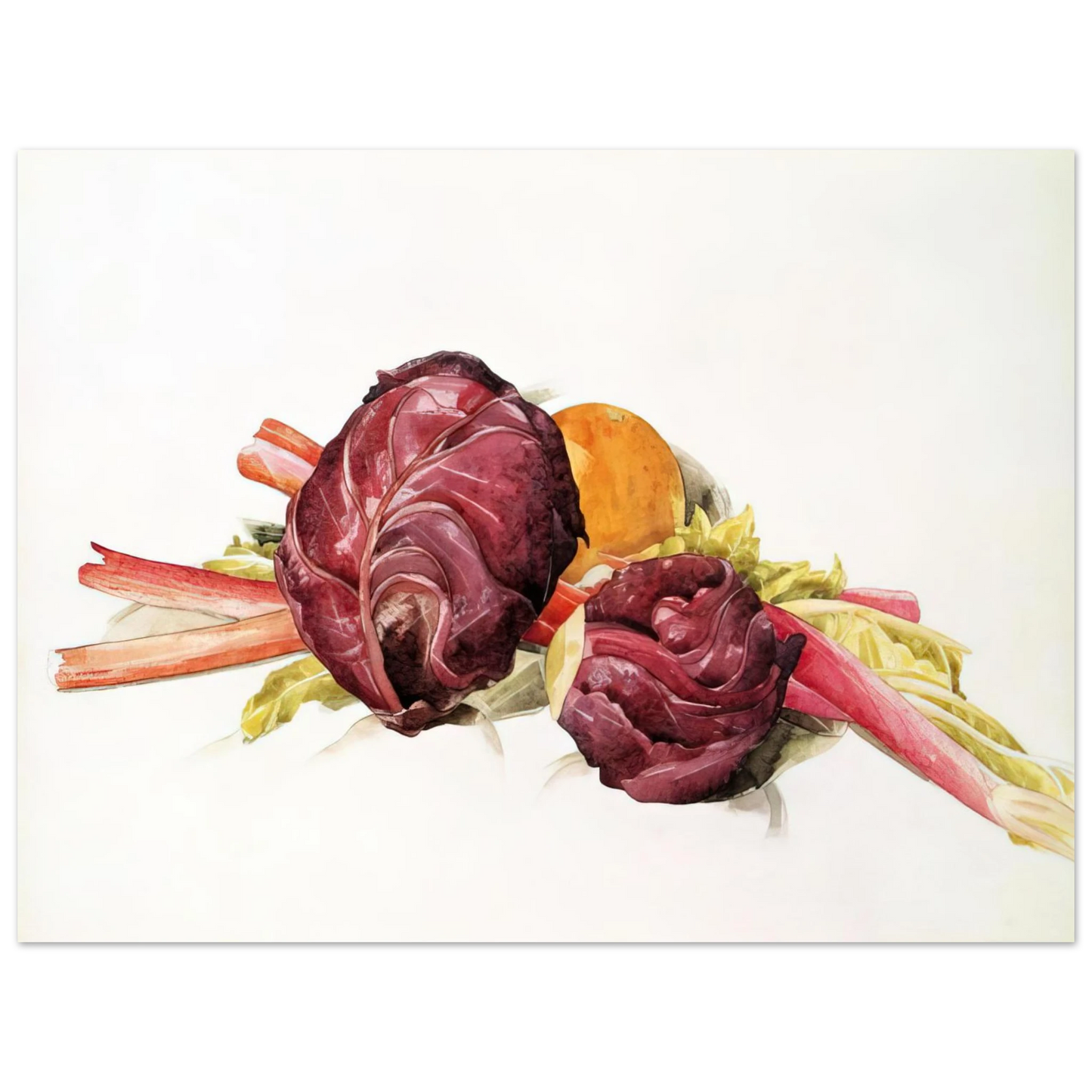 Charles Demuth - Red Cabbages, Rhubarb and Orange - 1929 75x100 cm / 30x40inches Fine Art Poster