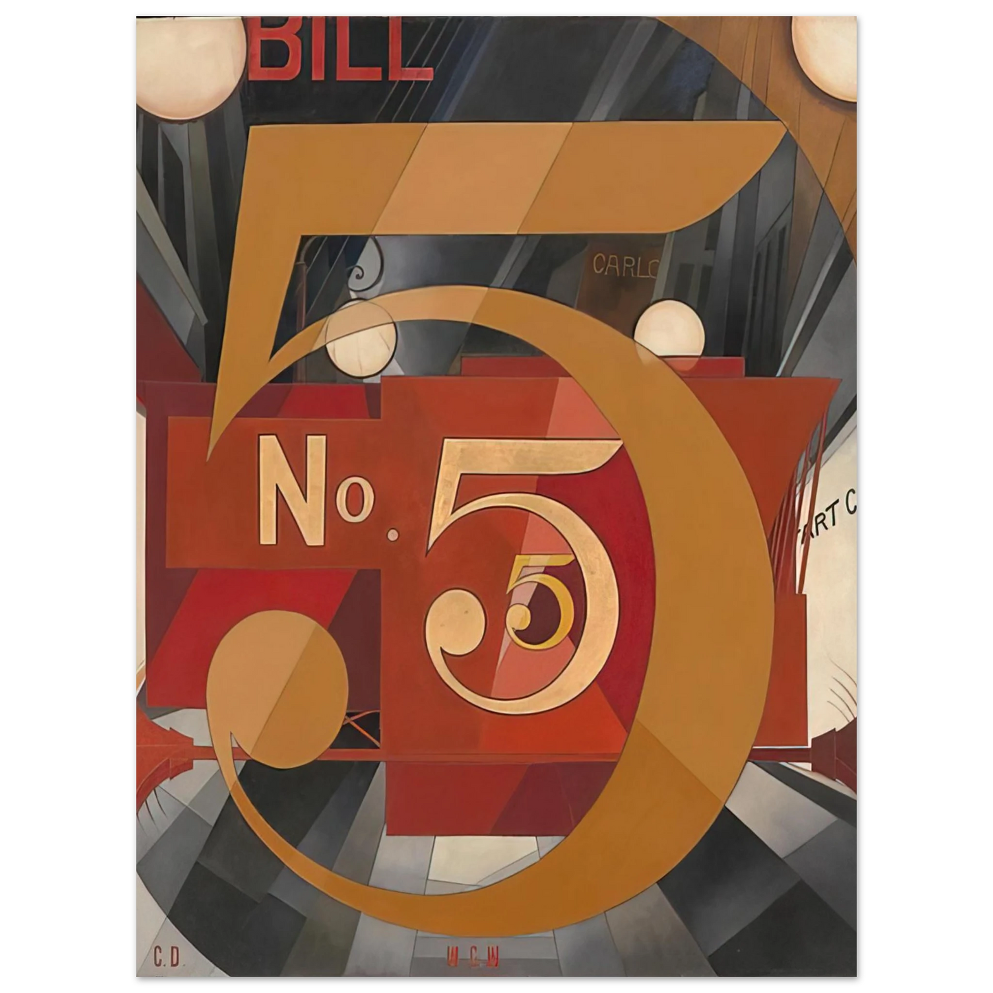 Charles Demuth - I Saw the Figure 5 in Gold William Carlos Williams - 1928 75x100 cm / 30x40inches Fine Art Poster