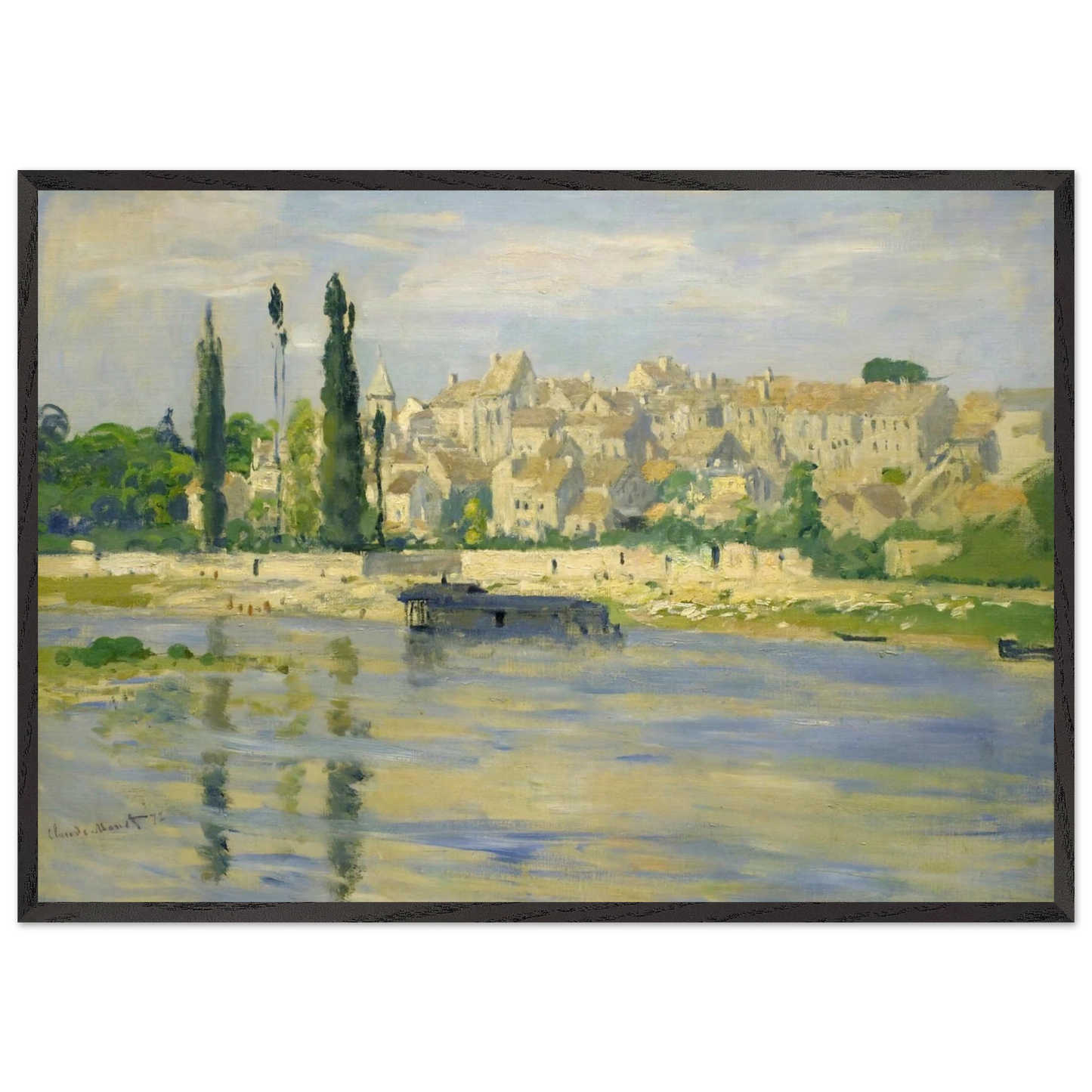 Carrieres-Saint-Denis - claude monet 70x100 cm / 28x40 inches Framed Art Print – Black Wooden Frame