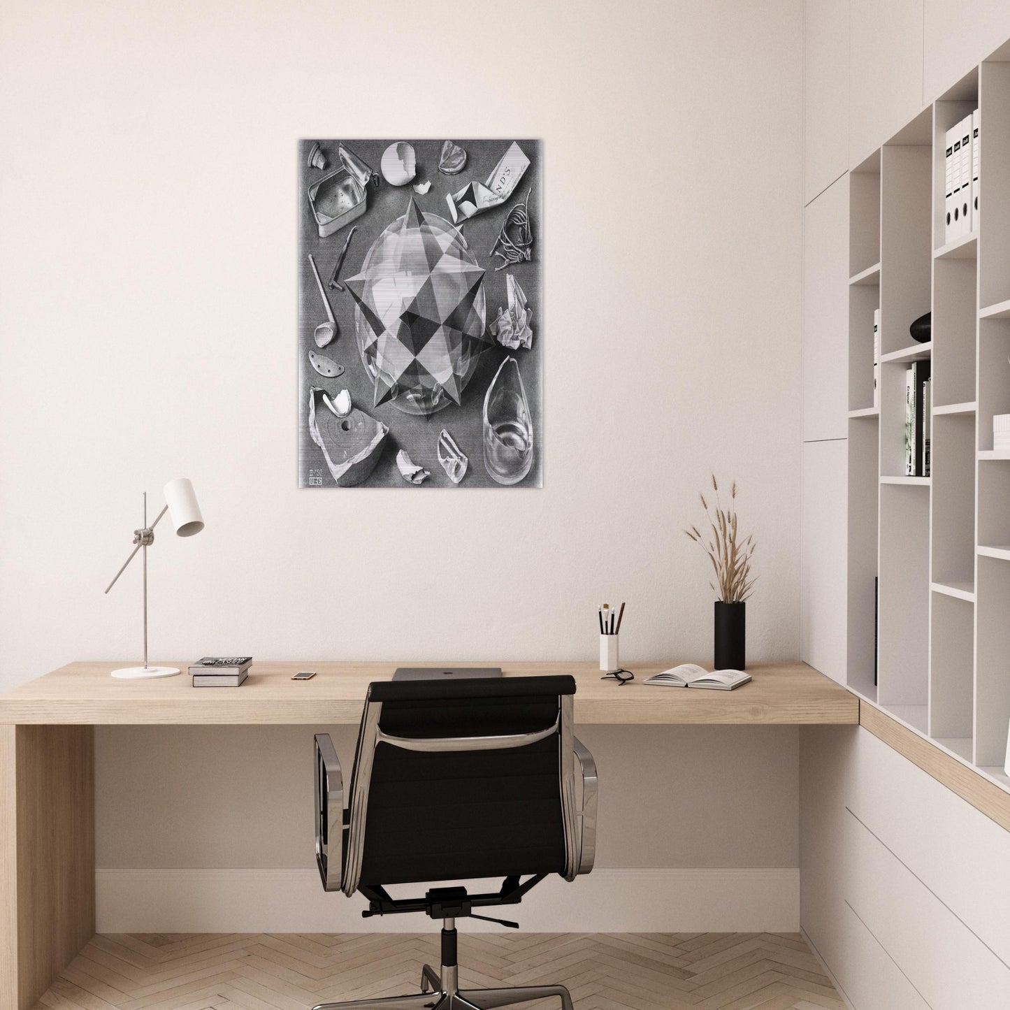 CONTRAST ORDER AND CHAOS - MC Escher Brushed Aluminum Print - 70x100 cm / 28x40 inches | MC Escher Aluminum Print | MC Escher Prints