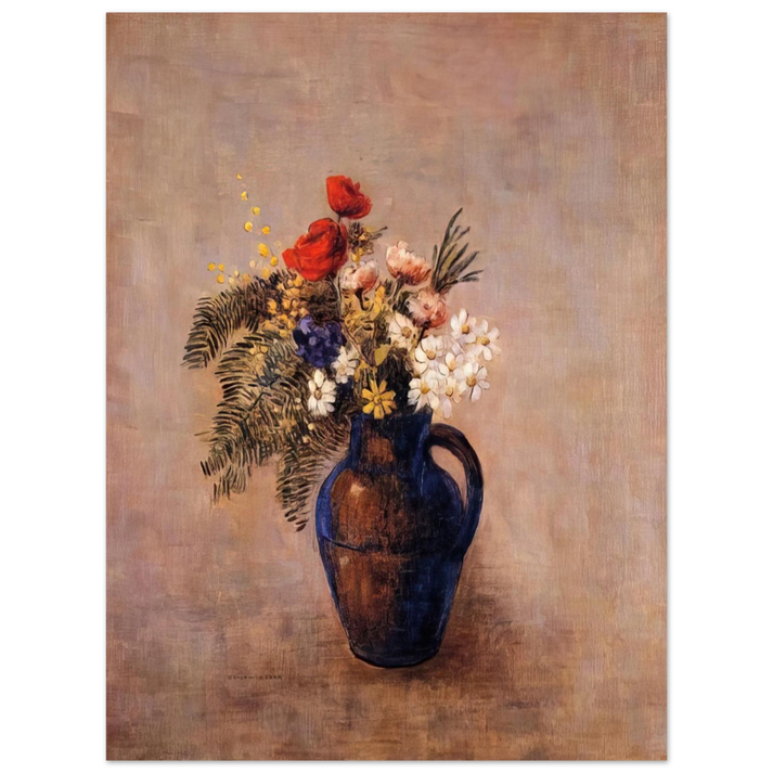 Odilon Redon - BOUQUET OF FLOWERS IN A BLUE VASE 75x100 cm / 30x40inches Fine Art Poster