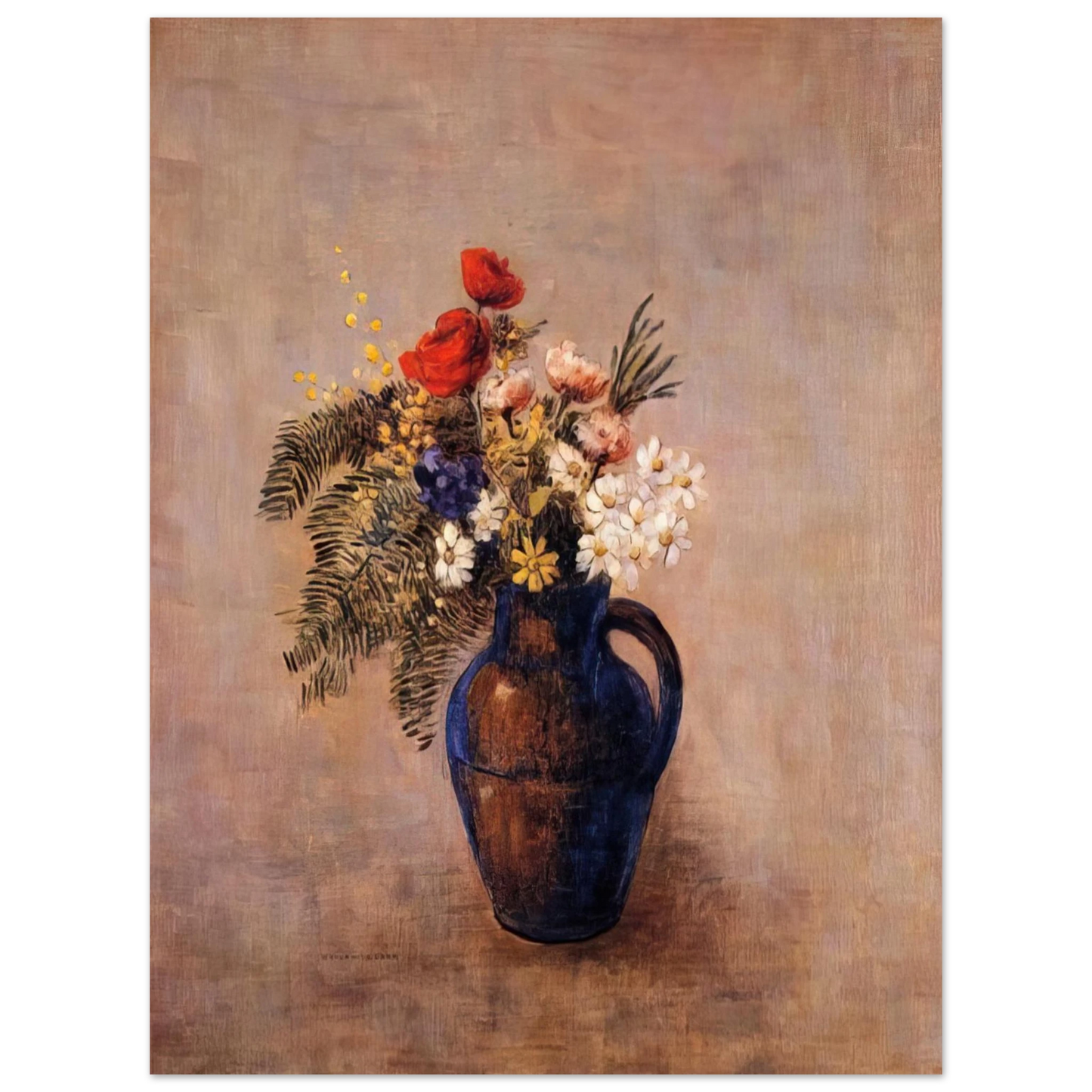 Odilon Redon - BOUQUET OF FLOWERS IN A BLUE VASE 75x100 cm / 30x40inches Fine Art Poster