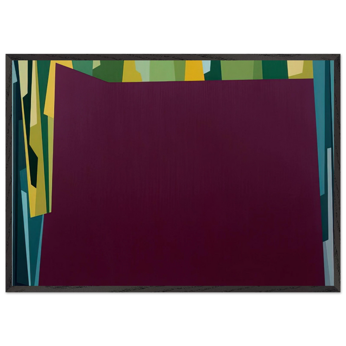 Interlocking Forms Big Magenta With Green - 1959 - Karl Benjamin 70x100 cm / 28x40 inches Framed Art Print – Black Wooden Frame
