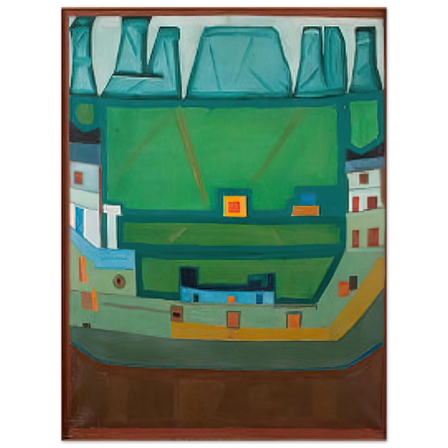 Jerzy Nowosielski - CITY AT THE FOOT OF THE MOUNTAINS LANDSCAPE 75x100 cm / 30x40inches Fine Art Poster