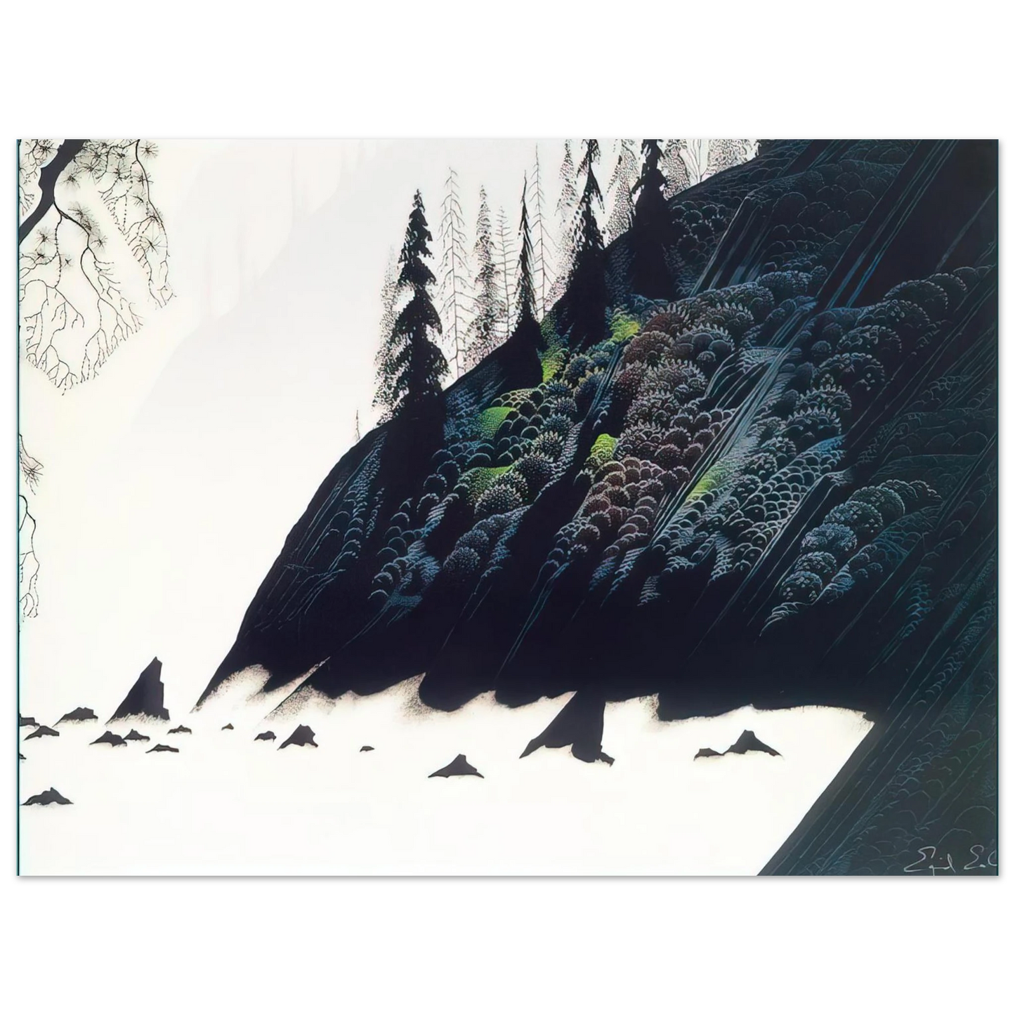Eyvind Earle - Spruce Redwoods and Pine 75x100 cm / 30x40inches Fine Art Poster
