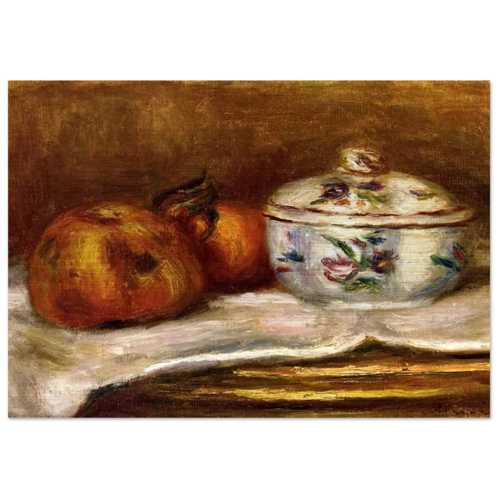 Sugar Bowl, Apple and Orange - Pierre-Auguste Renoir Brushed Aluminum Print - 70x100 cm / 28x40 inches | Pierre-Auguste Renoir Aluminum Print | Pierre-Auguste Renoir Prints
