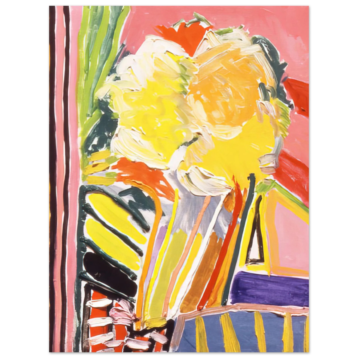 Ronnie Landfield - Pink Flower Painting - 1973 75x100 cm / 30x40inches Fine Art Poster