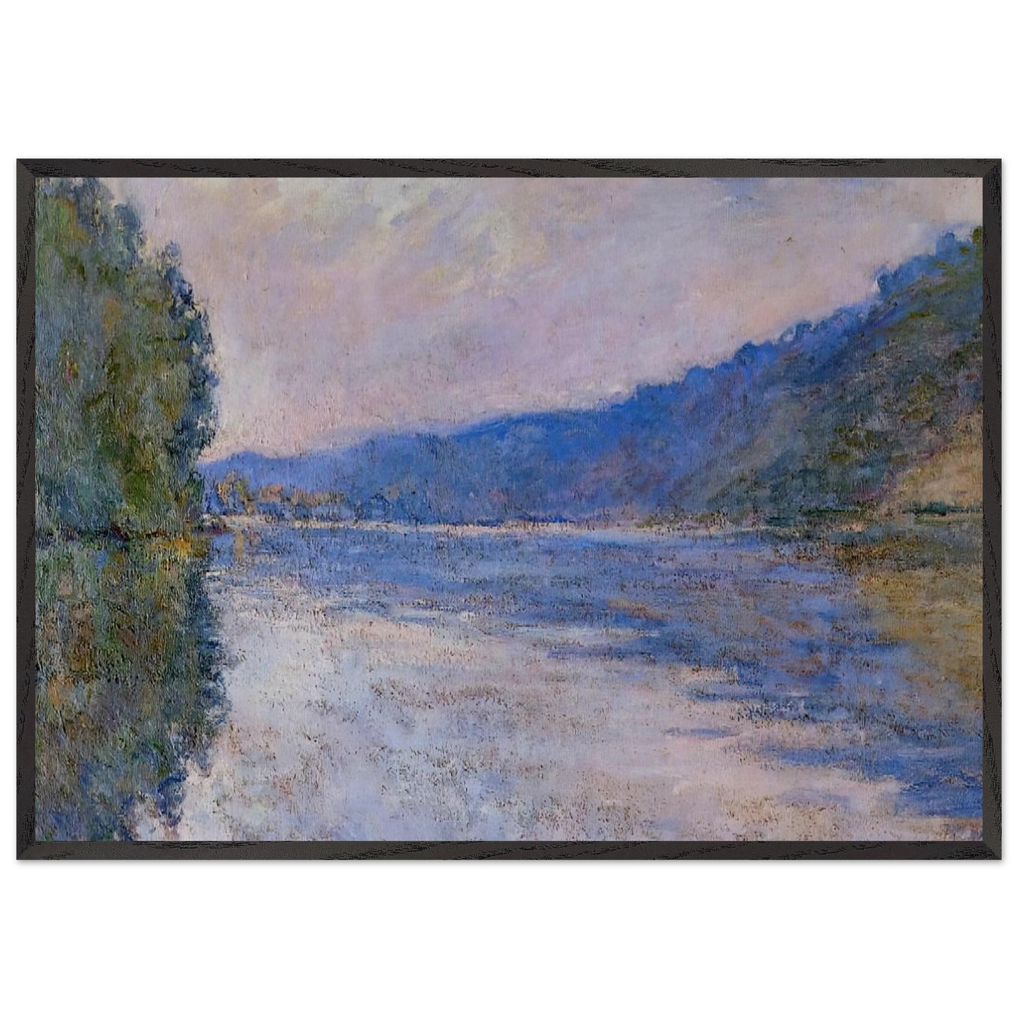 The Seine at Port-Villez - claude monet 70x100 cm / 28x40 inches Framed Art Print – Black Wooden Frame