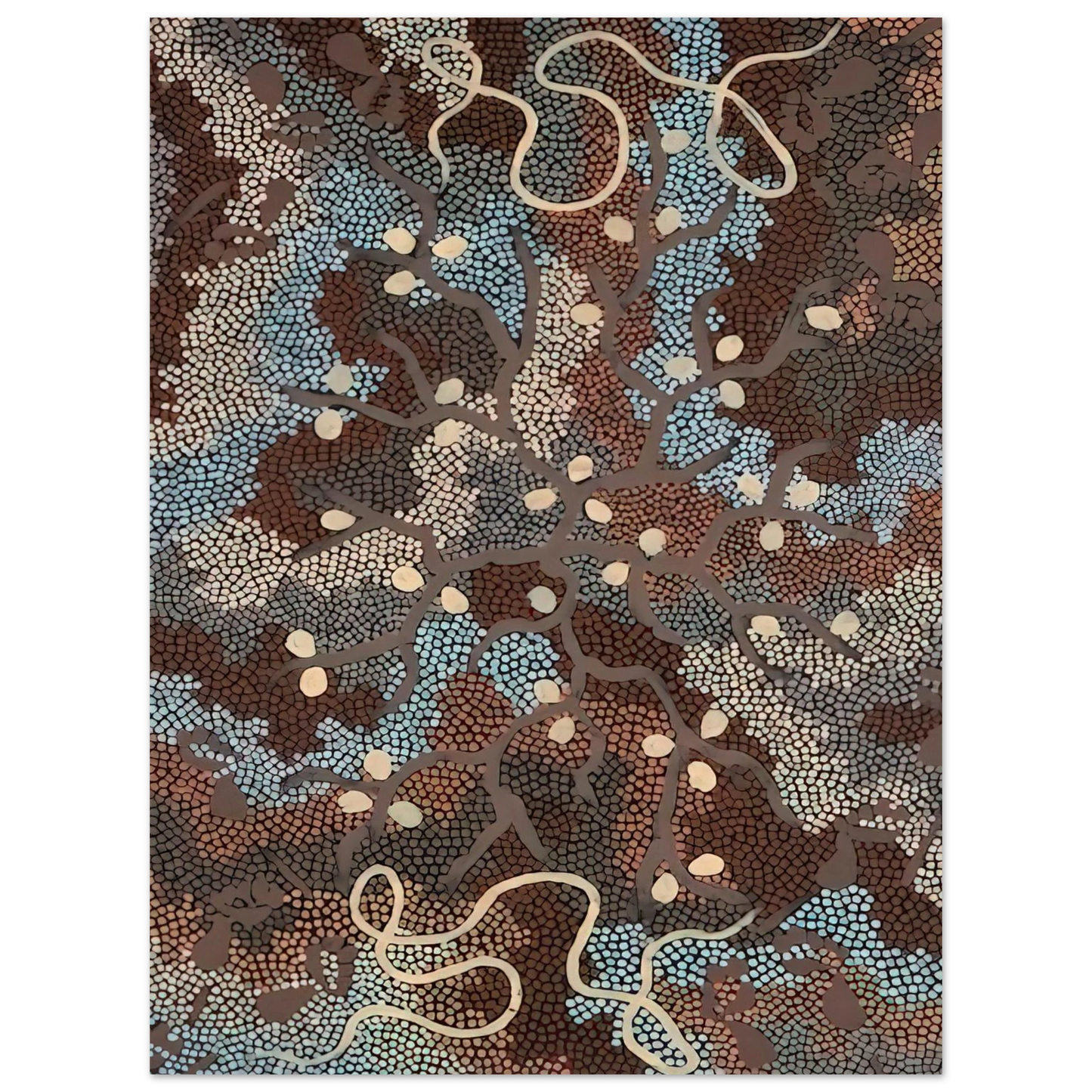 Clifford Possum Tjapaltjarri - Bush Tucker Dreaming - 1984 75x100 cm / 30x40inches Fine Art Poster