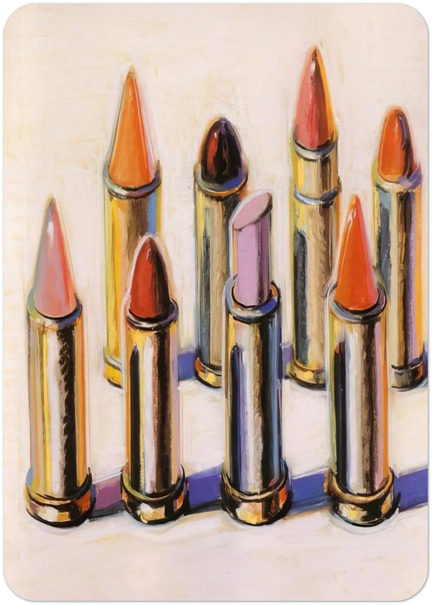 Lipsticks - 1964 By Wayne Thiebaud Pack of 10 Post Cards | Wayne Thiebaud Post Cards | A6 (10.5 x 14.8 cm) - 4.1 x 5.8 inches
