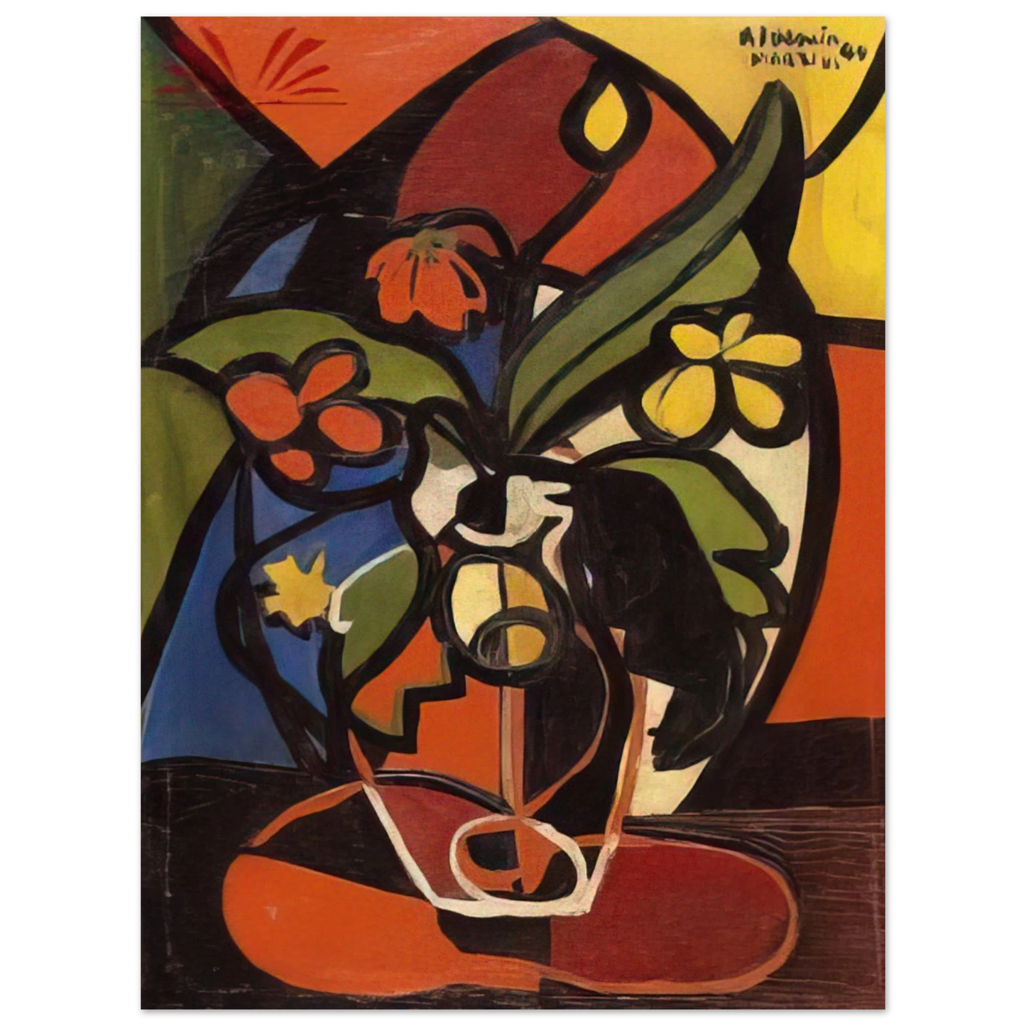 Aldemir Martins - Vase of Flowers - 1949 75x100 cm / 30x40inches Fine Art Poster