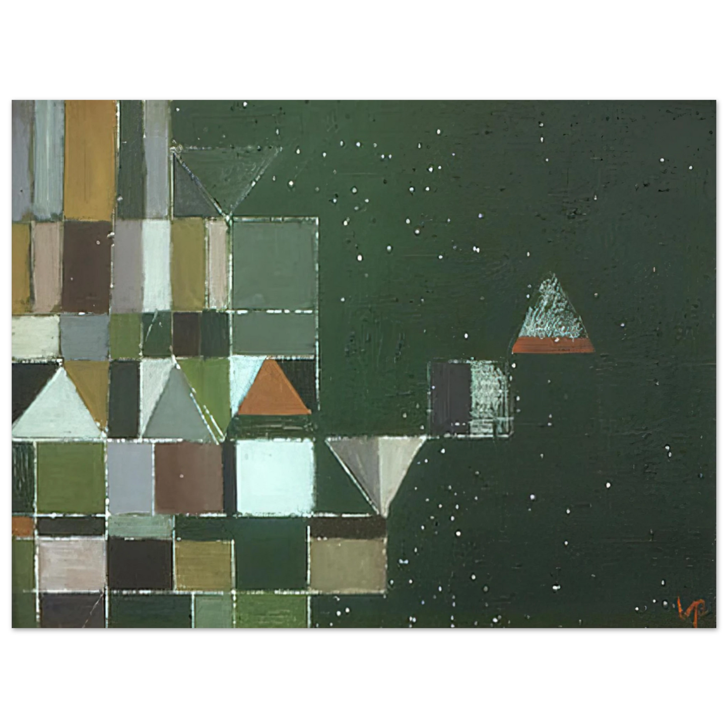 Victor Pasmore - SQUARE MOTIF GREEN LILAC 1948 75x100 cm / 30x40inches Fine Art Poster
