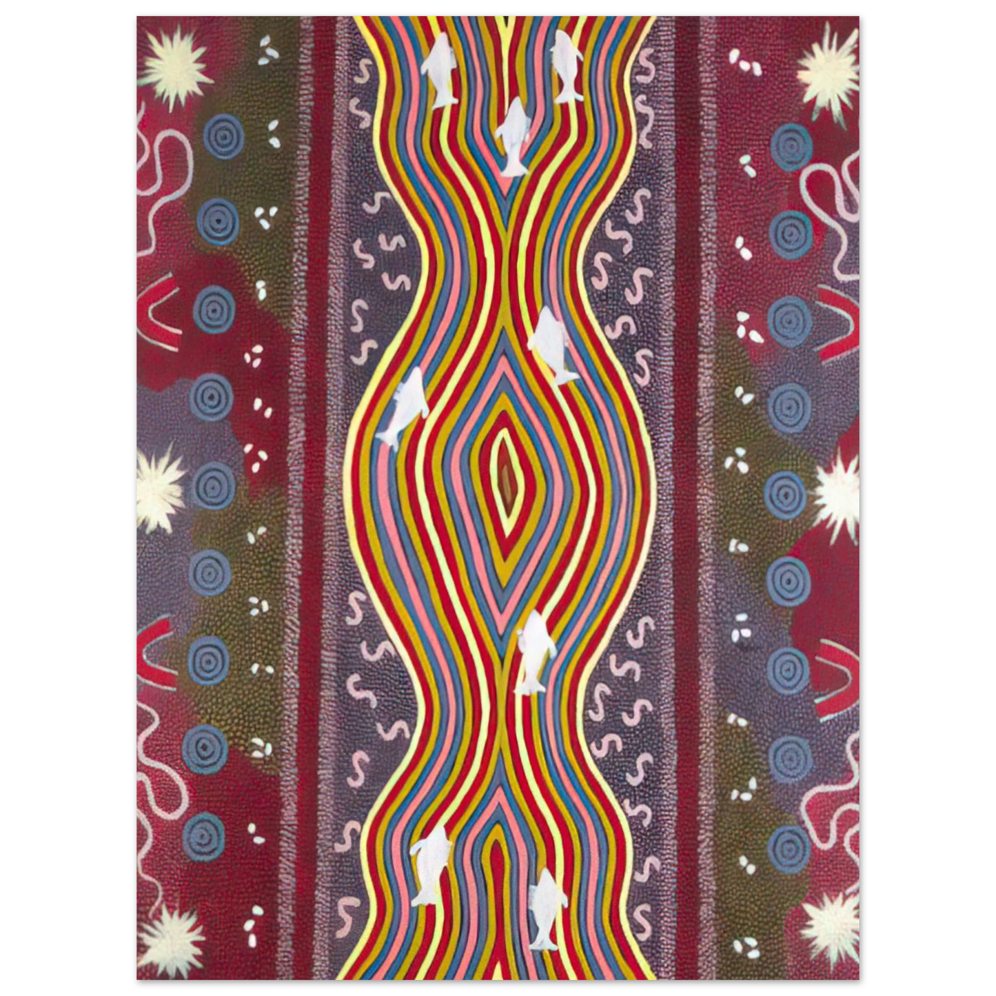 Clifford Possum Tjapaltjarri - Fish and Honey Dreaming - Native Art 75x100 cm / 30x40inches Fine Art Poster