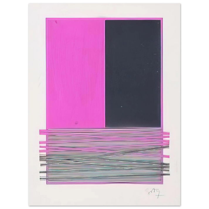 Jesus Rafael Soto - ABSTRACT COMPOSITION WITH SILVER AND MAGENTA 1970 75x100 cm / 30x40inches Fine Art Poster