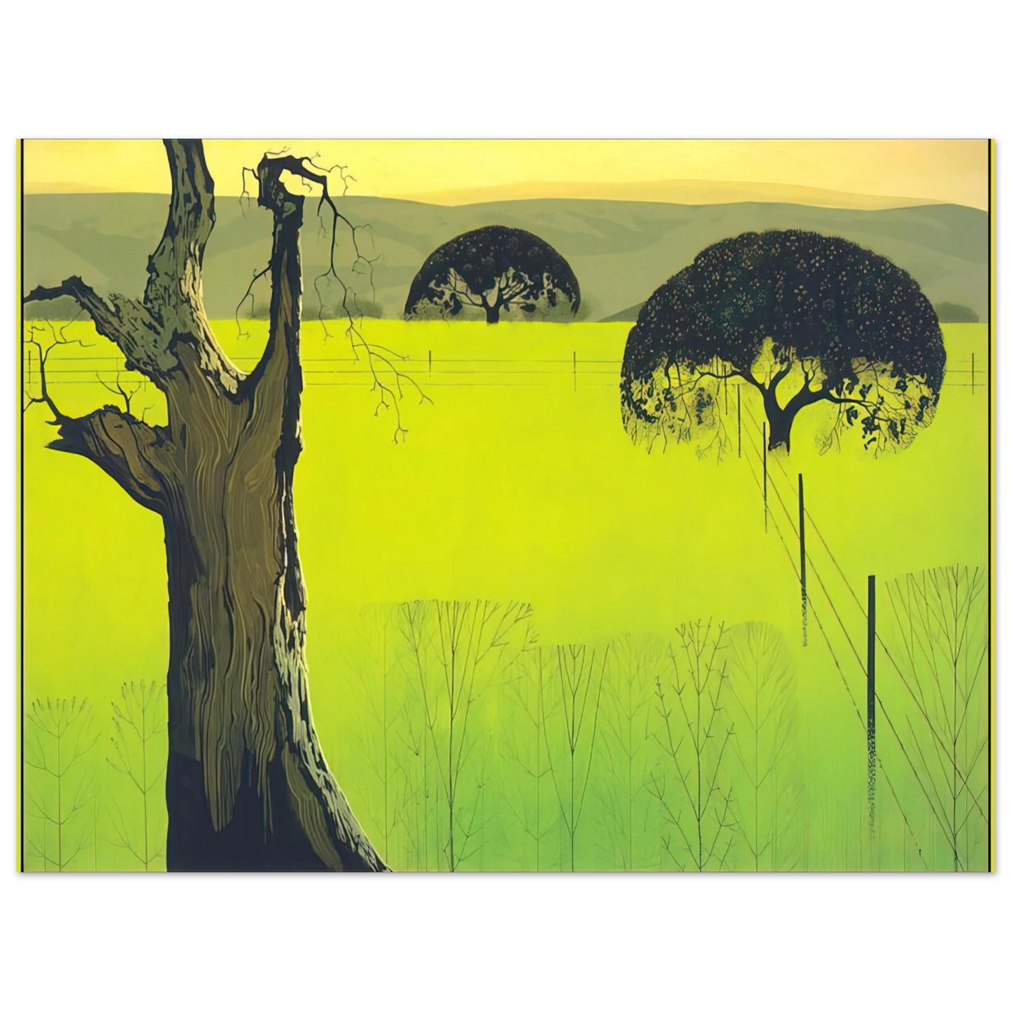Eyvind Earle - Mustard Field 75x100 cm / 30x40inches Fine Art Poster