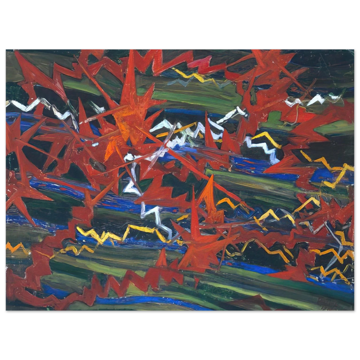Gerardo Dottori - Explosion of Red on Green 75x100 cm / 30x40inches Fine Art Poster