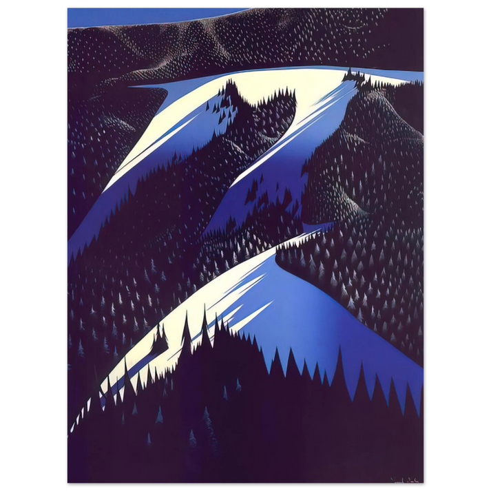 Eyvind Earle - Black Evergreen Forest 75x100 cm / 30x40inches Fine Art Poster