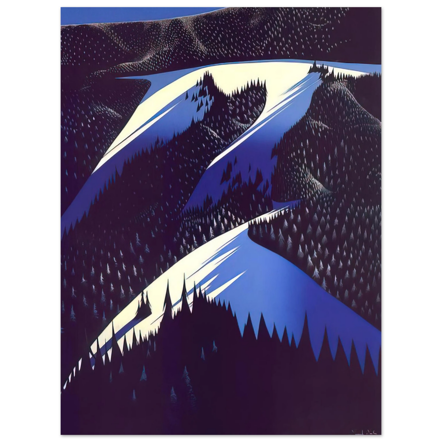 Eyvind Earle - Black Evergreen Forest 75x100 cm / 30x40inches Fine Art Poster