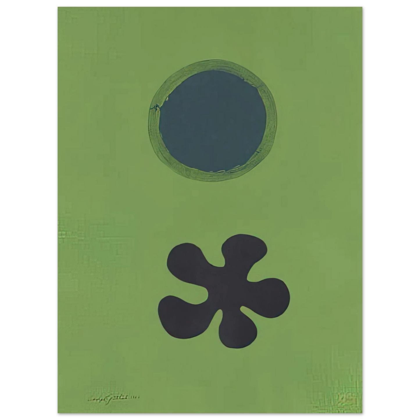 Adolph Gottlieb - Green Ground--Black Form - 1966 75x100 cm / 30x40inches Fine Art Poster