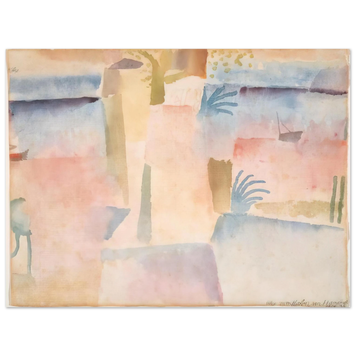 Paul Klee - VIEW TOWARDS THE PORT OF HAMMAMET 1914 75x100 cm / 30x40inches Fine Art Poster