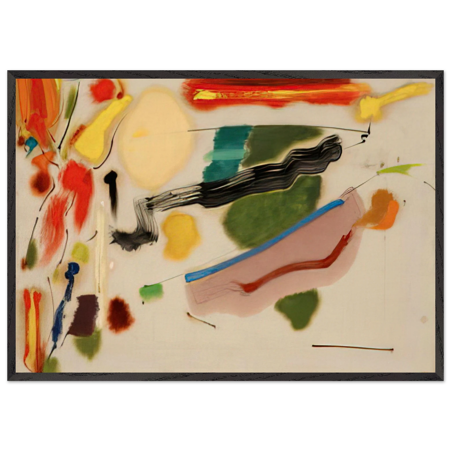 New York Summer Landscape - 1953 - John Ferren 70x100 cm / 28x40 inches Framed Art Print – Black Wooden Frame