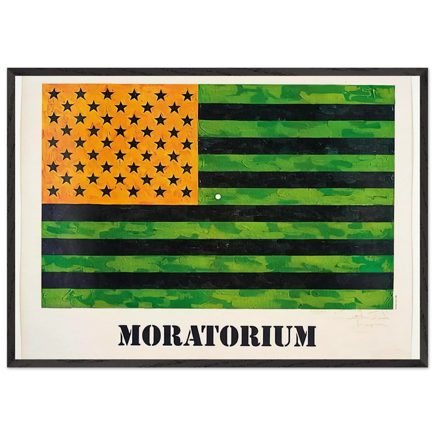 MORATORIUM FLAG - Jasper Johns 70x100 cm / 28x40 inches Framed Art Print – Black Wooden Frame