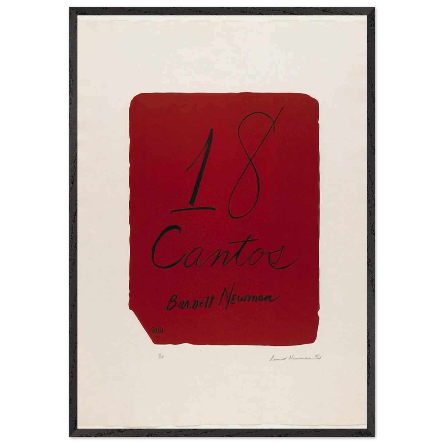 Title Page from 18 Cantos - Barnett Newman 70x100 cm / 28x40 inches Framed Art Print – Black Wooden Frame