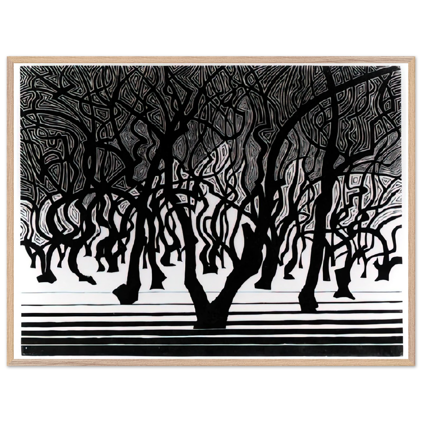 MC Escher - ESCHER (9) Wall Art - 60x80 cm / 24x32 inches - Premium Wooden Framed Poster With Fine Art Paper-canvas - Wood frame