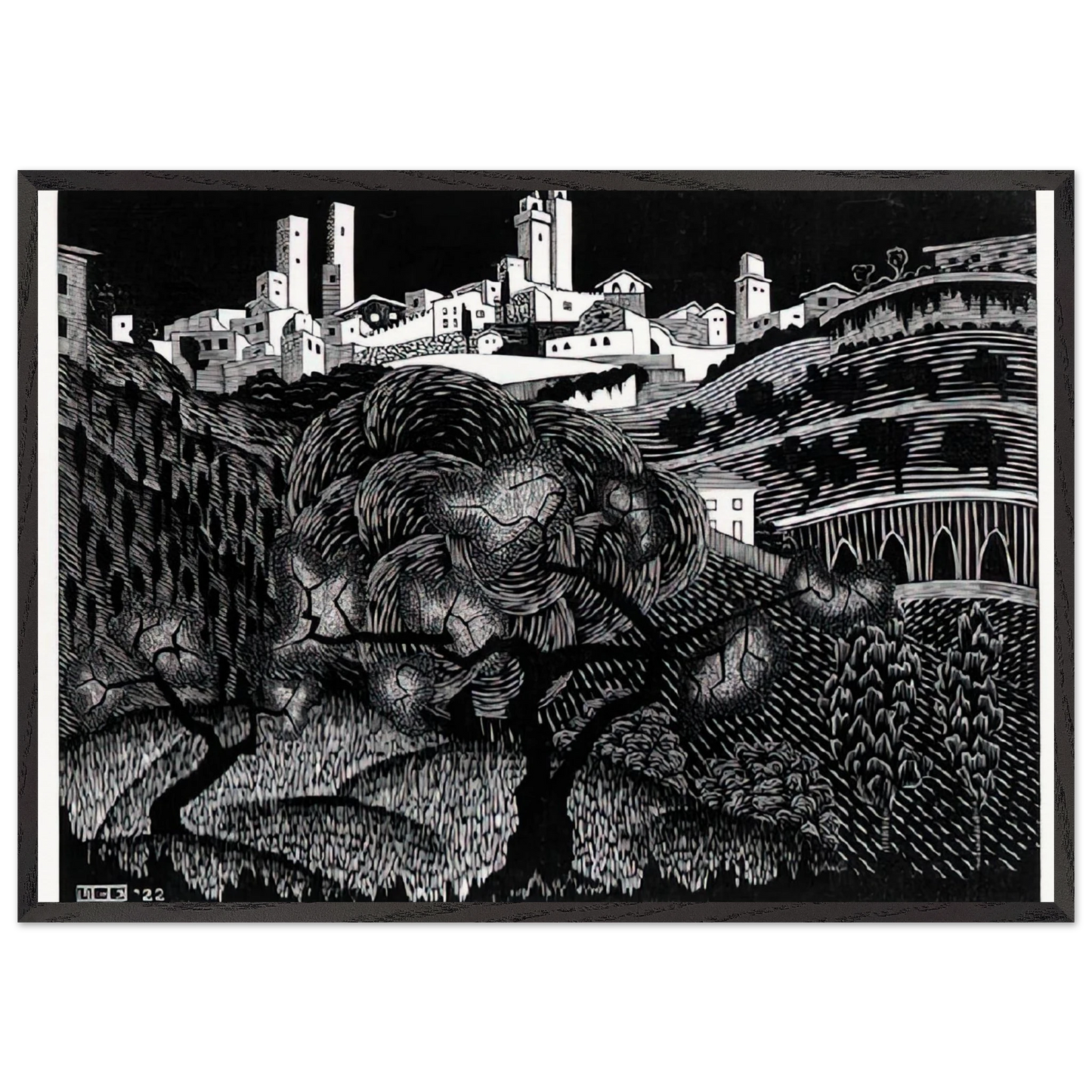 ESCHER 10 - MC Escher 70x100 cm / 28x40 inches Framed Art Print – Black Wooden Frame | Maurits Cornelis Escher Prints