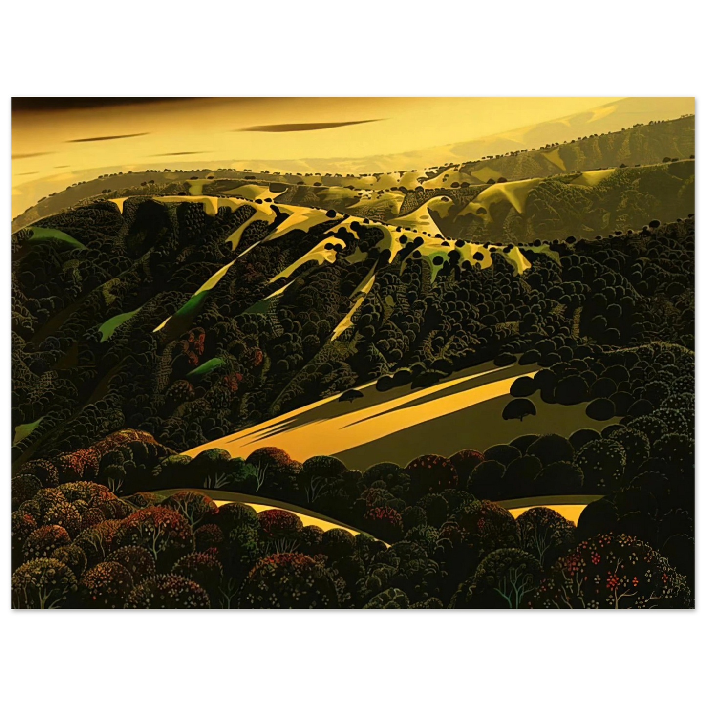 Eyvind Earle - Santa Cruz Mountains 75x100 cm / 30x40inches Fine Art Poster