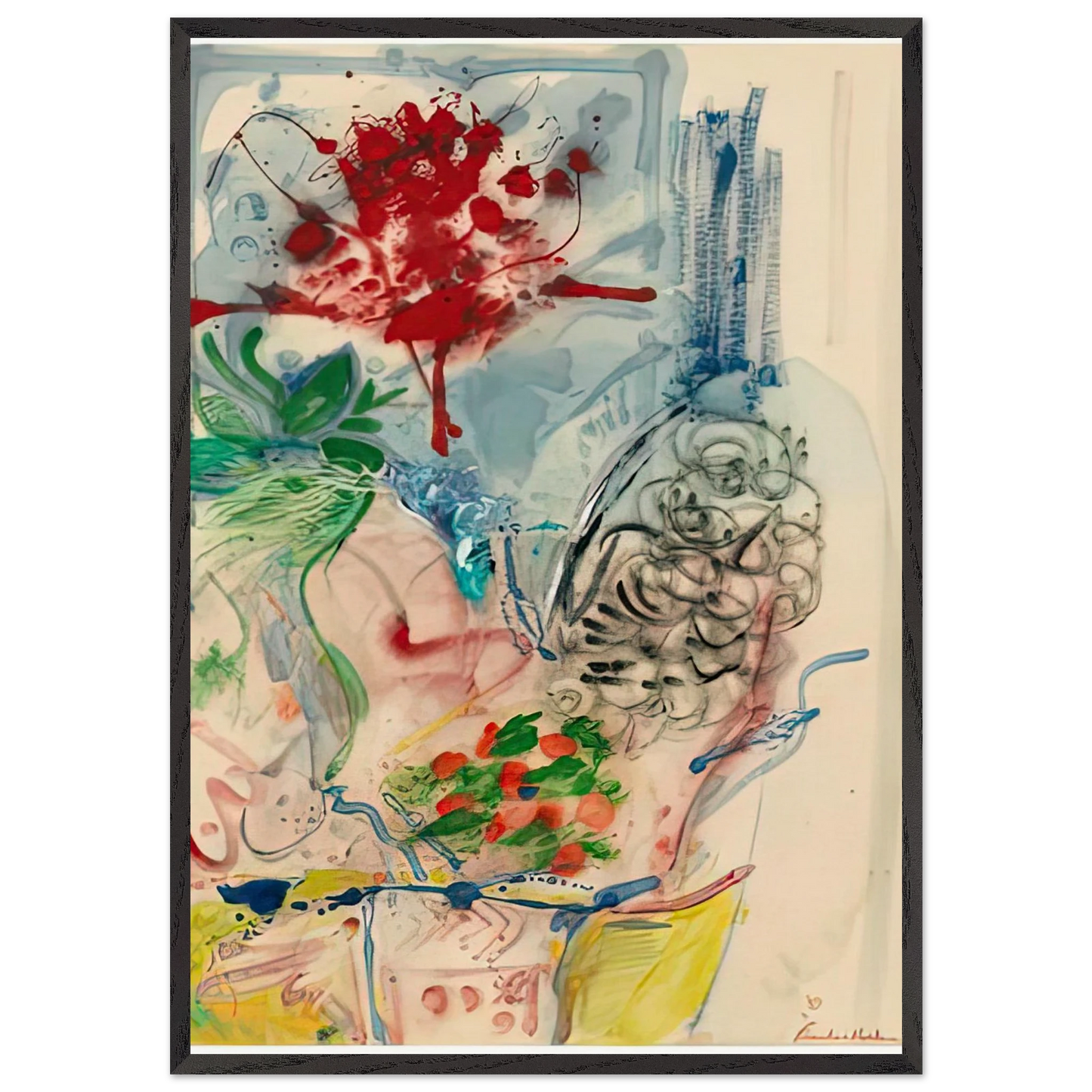 LAmour Toujours LAmour 1957- - Helen Frankenthaler 70x100 cm / 28x40 inches Framed Art Print – Black Wooden Frame