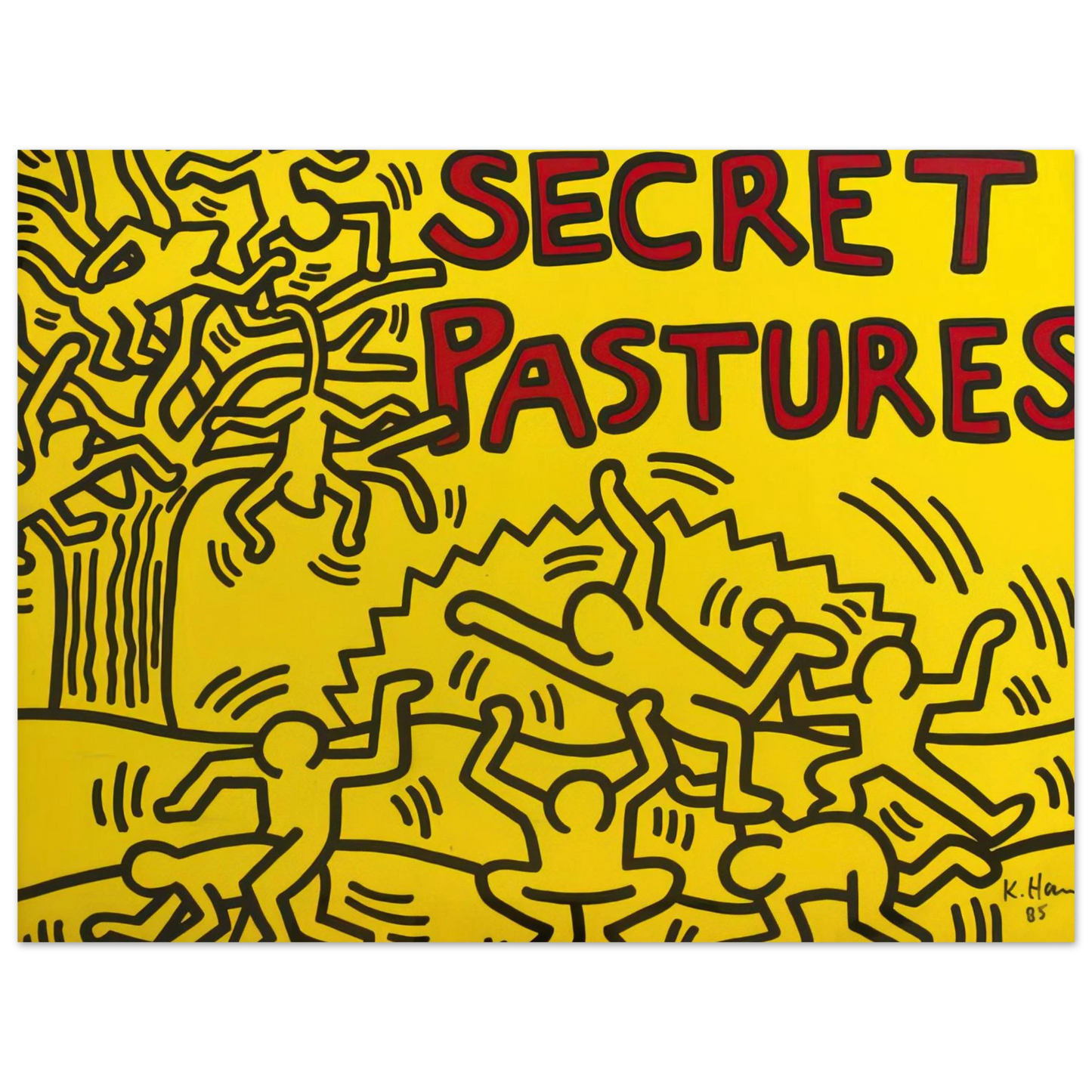 Keith Haring - A POSTER FOR THE BILL T JONES AND ARNIE ZANE PERFORMANCE PIECE SECRET PASTURES 1984 75x100 cm / 30x40inches Fine Art Poster