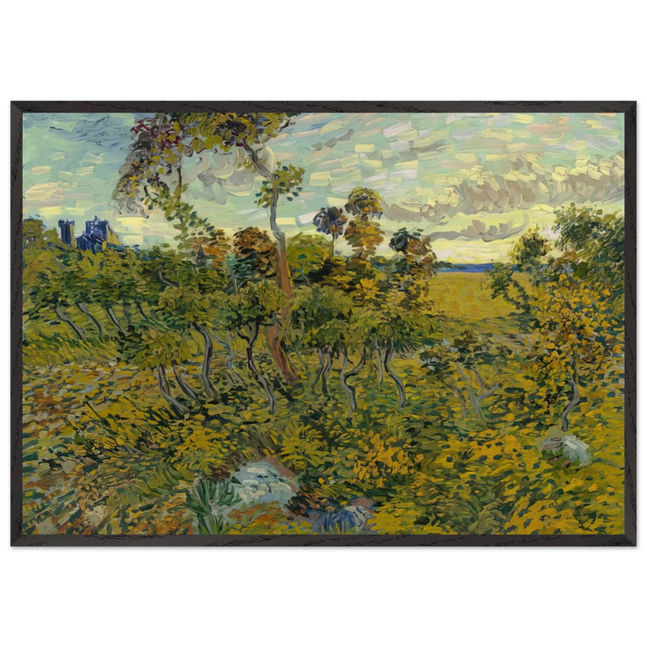 Sunset at Montmajour - Vincent van Gogh 70x100 cm / 28x40 inches Framed Art Print – Black Wooden Frame