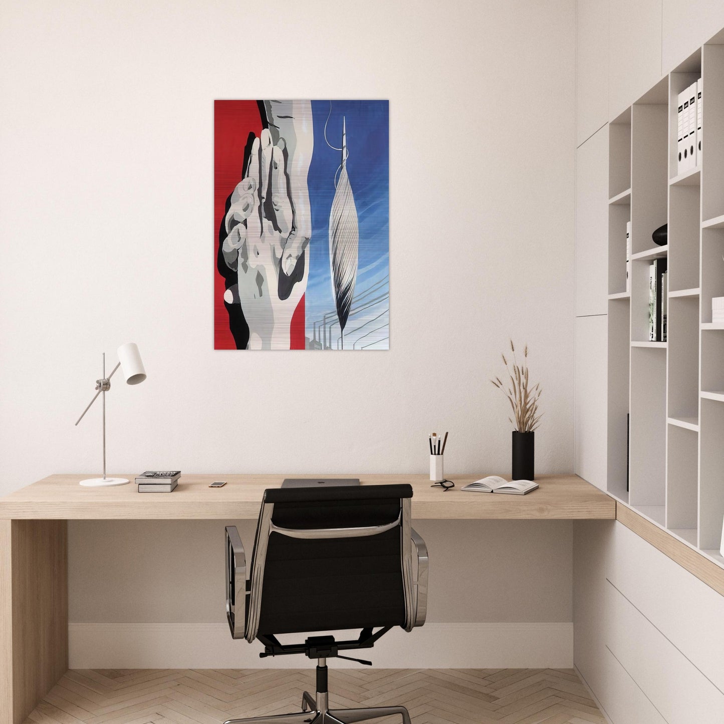 PROJECT OF POSTER THE CENTER OF TEXTILE WORKERS IN BELGIUM 1938 1 - Rene Magritte Brushed Aluminum Print - 70x100 cm / 28x40 inches | Rene Magritte Aluminum Print | Rene Magritte Prints