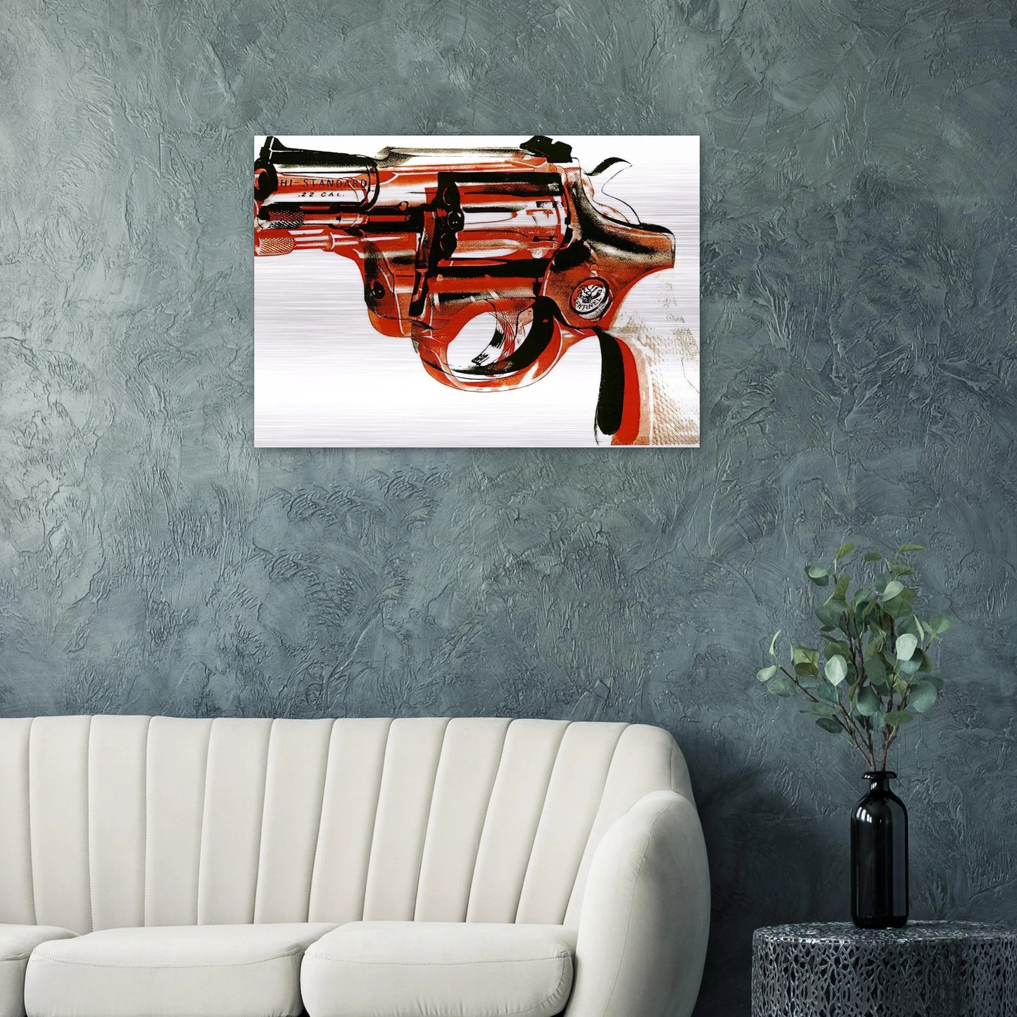 Gun - Andy Warhol Brushed Aluminum Print - 70x100 cm / 28x40 inches | Andy Warhol Aluminum Print | Andy Warhol Prints