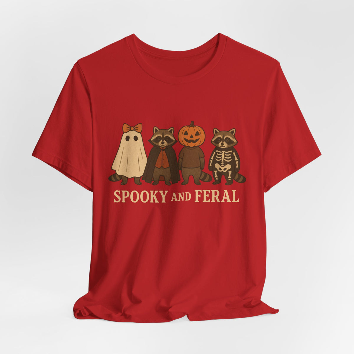 Spooky Raccoon Shirt, Grappige Halloween Grafisch T-shirt, Schattig Vintage Herfst T-shirt, Trendy Vrouwen Halloween Shirt, Feral Raccoon T-shirt