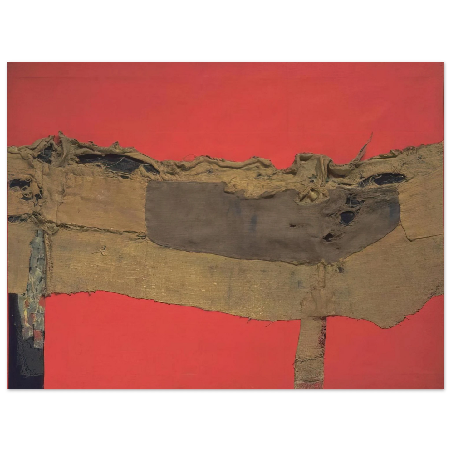 Alberto Burri - Sacking and Red - 1954 75x100 cm / 30x40inches Fine Art Poster