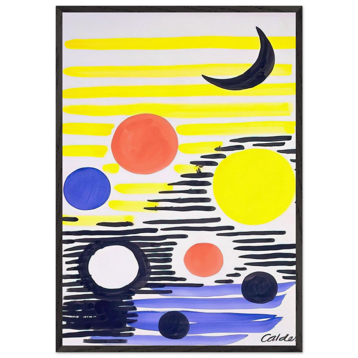 7 CIRCLES ABSTRACT 1966 - Alexander Calder 70x100 cm / 28x40 inches Framed Art Print – Black Wooden Frame
