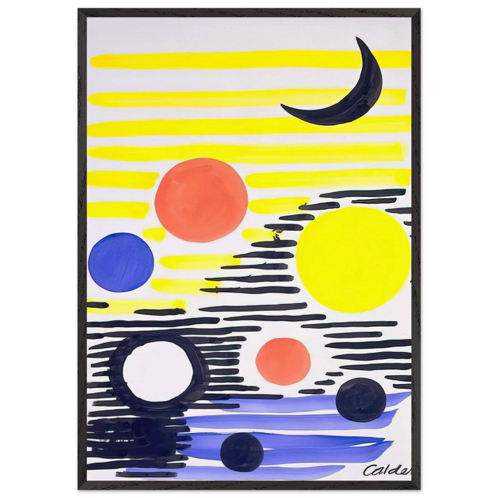 7 CIRCLES ABSTRACT 1966 - Alexander Calder 70x100 cm / 28x40 inches Framed Art Print – Black Wooden Frame