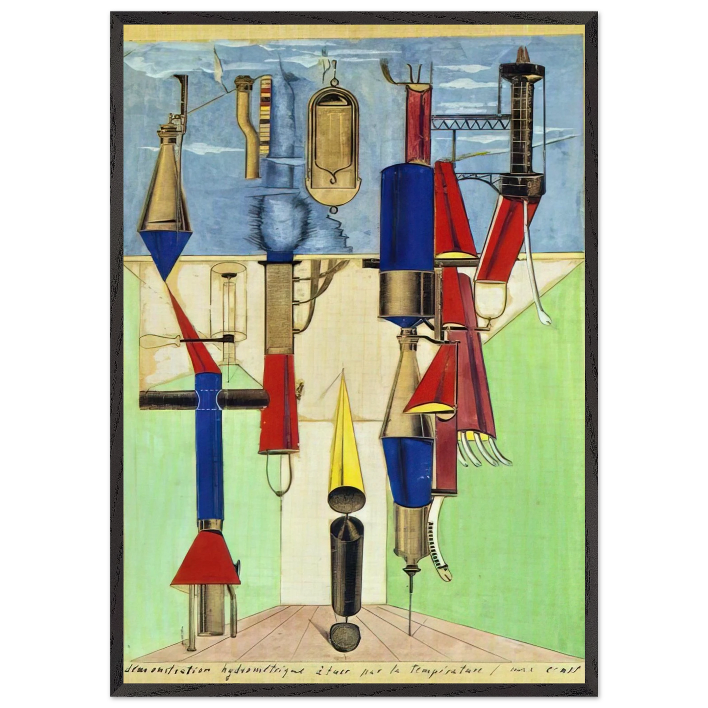 Hydrometric Demonstration - Max Ernst 70x100 cm / 28x40 inches Framed Art Print – Black Wooden Frame
