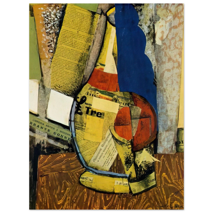Carlo Carra - FIASCO E BICCHIERE 75x100 cm / 30x40inches Fine Art Poster