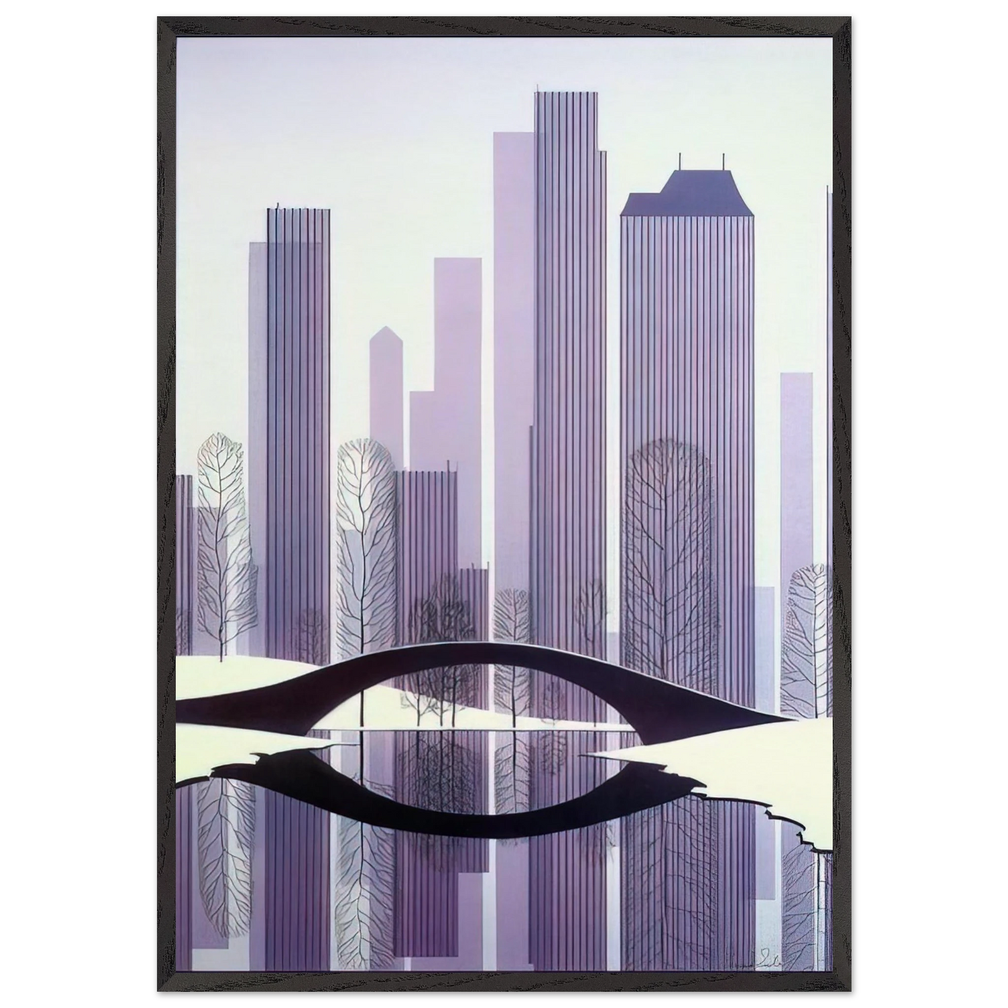 Central Park - Eyvind Earle 70x100 cm / 28x40 inches Framed Art Print – Black Wooden Frame