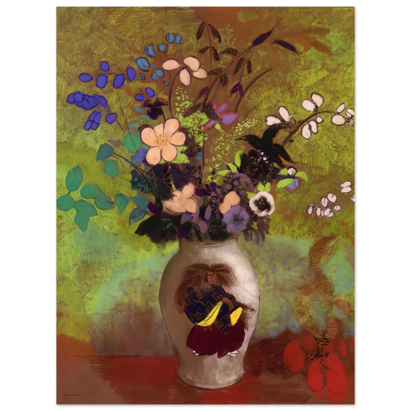 Odilon Redon - VASE WITH JAPANESE WARRIOR 1905 75x100 cm / 30x40inches Fine Art Poster