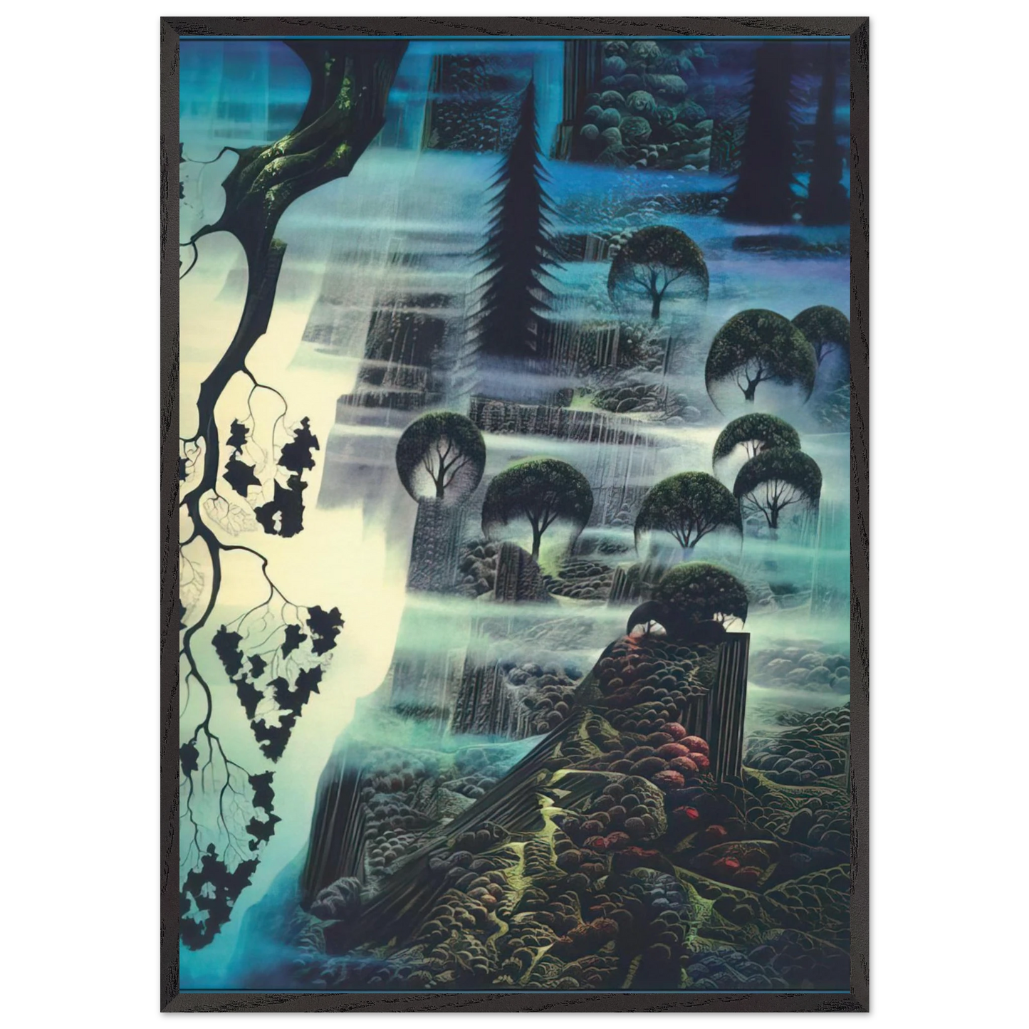 Surf Wind and Fog - Eyvind Earle 70x100 cm / 28x40 inches Framed Art Print – Black Wooden Frame