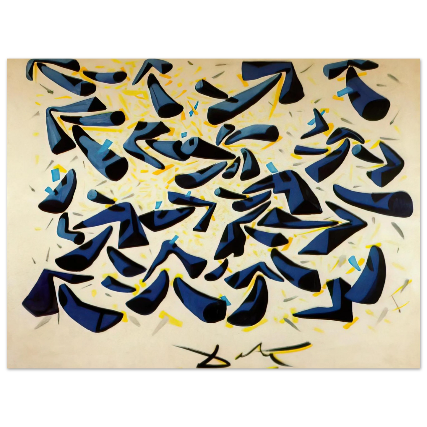 Salvador Dali - BLUE HORNS DESIGN FOR A SCARF 75x100 cm / 30x40inches Fine Art Poster