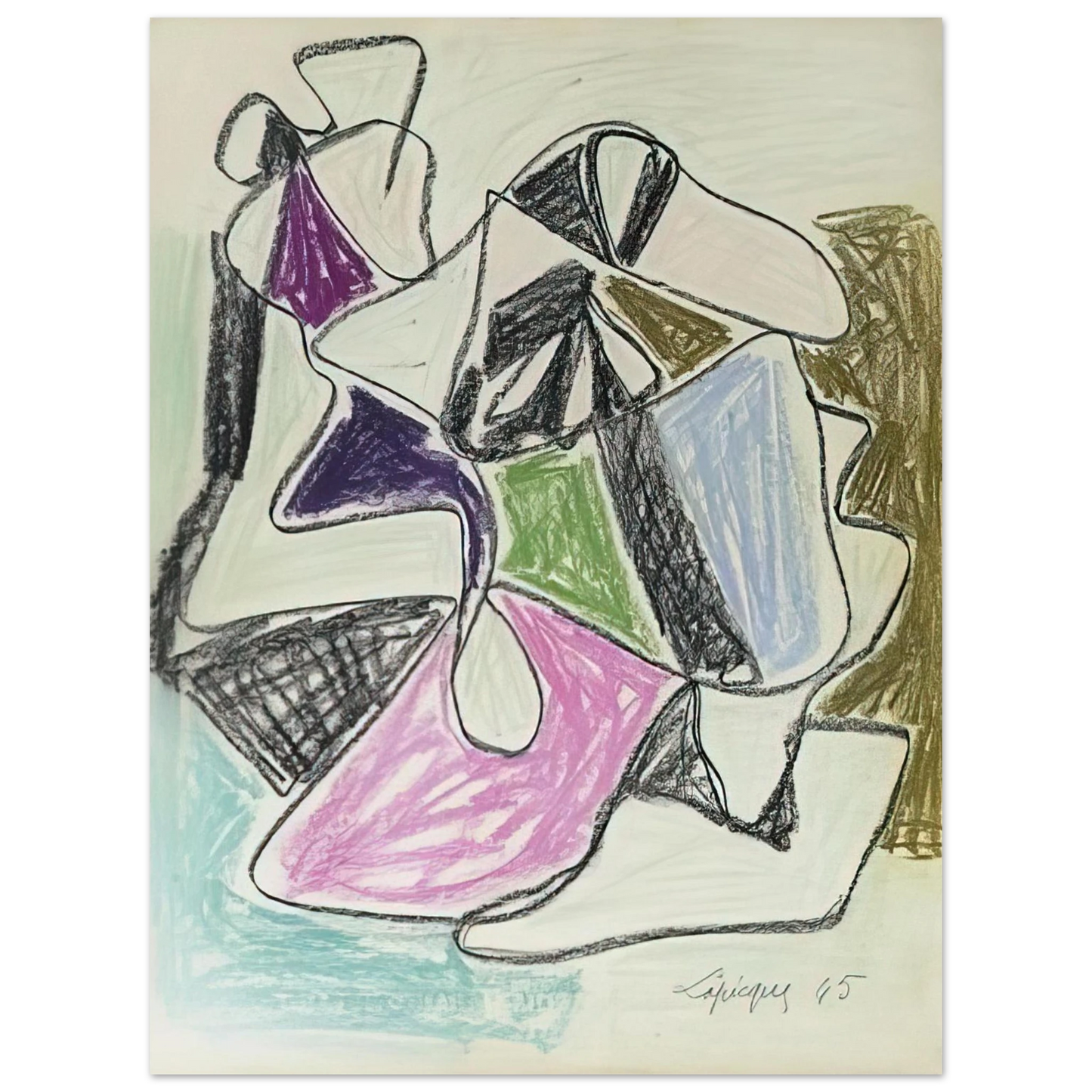 Charles Lapicque - La Rencontre - 1945 75x100 cm / 30x40inches Fine Art Poster