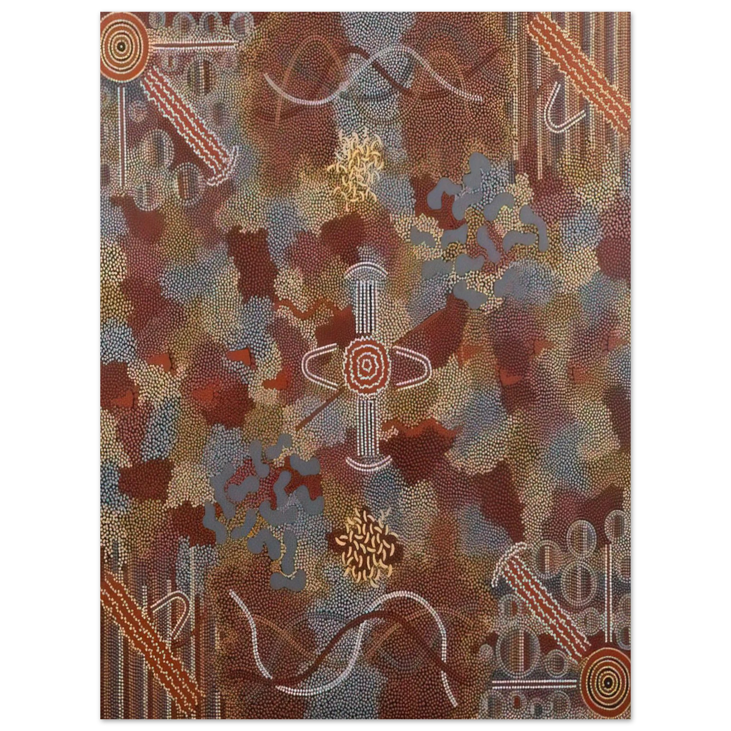 Clifford Possum Tjapaltjarri - Frog Dreaming - 1989 75x100 cm / 30x40inches Fine Art Poster