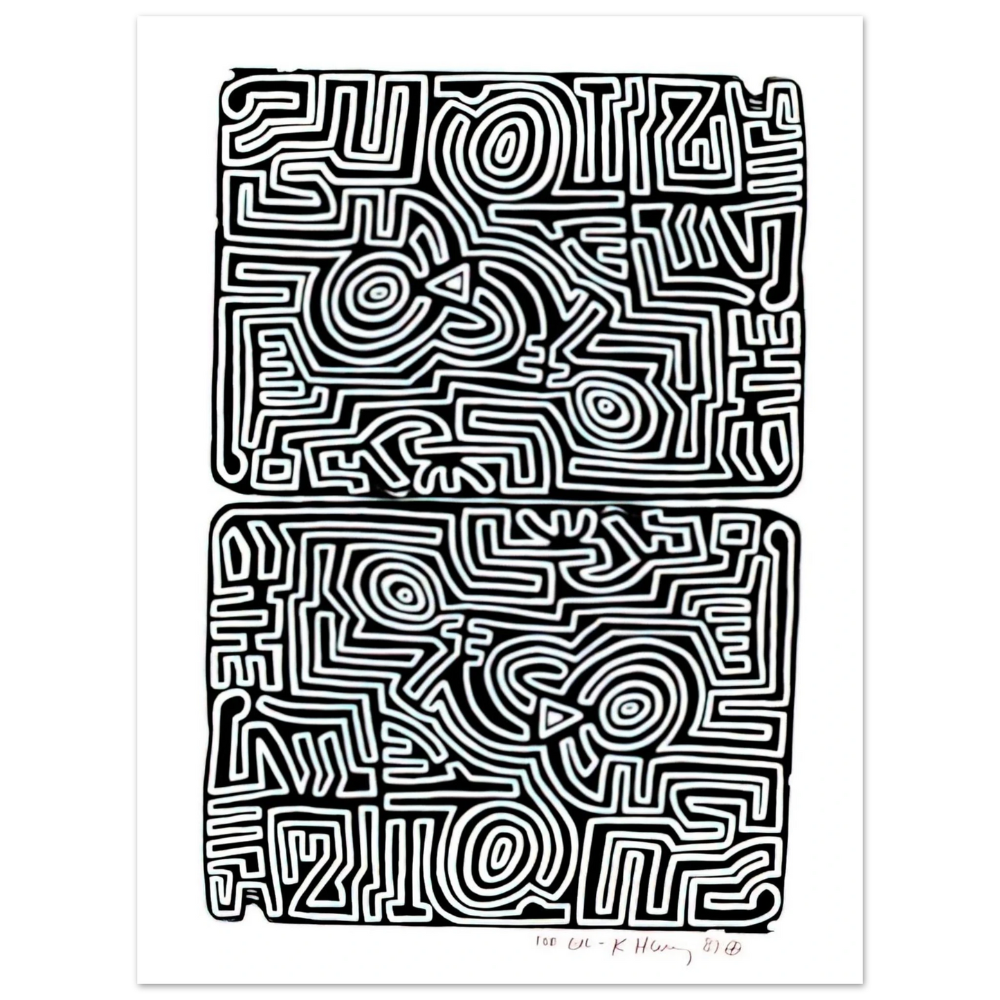 Keith Haring - LABYRINTH 1989 75x100 cm / 30x40inches Fine Art Poster
