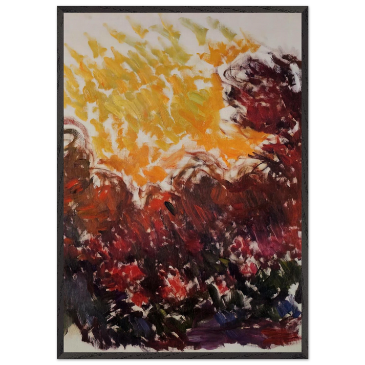 The Garden at Giverny - claude monet 70x100 cm / 28x40 inches Framed Art Print – Black Wooden Frame