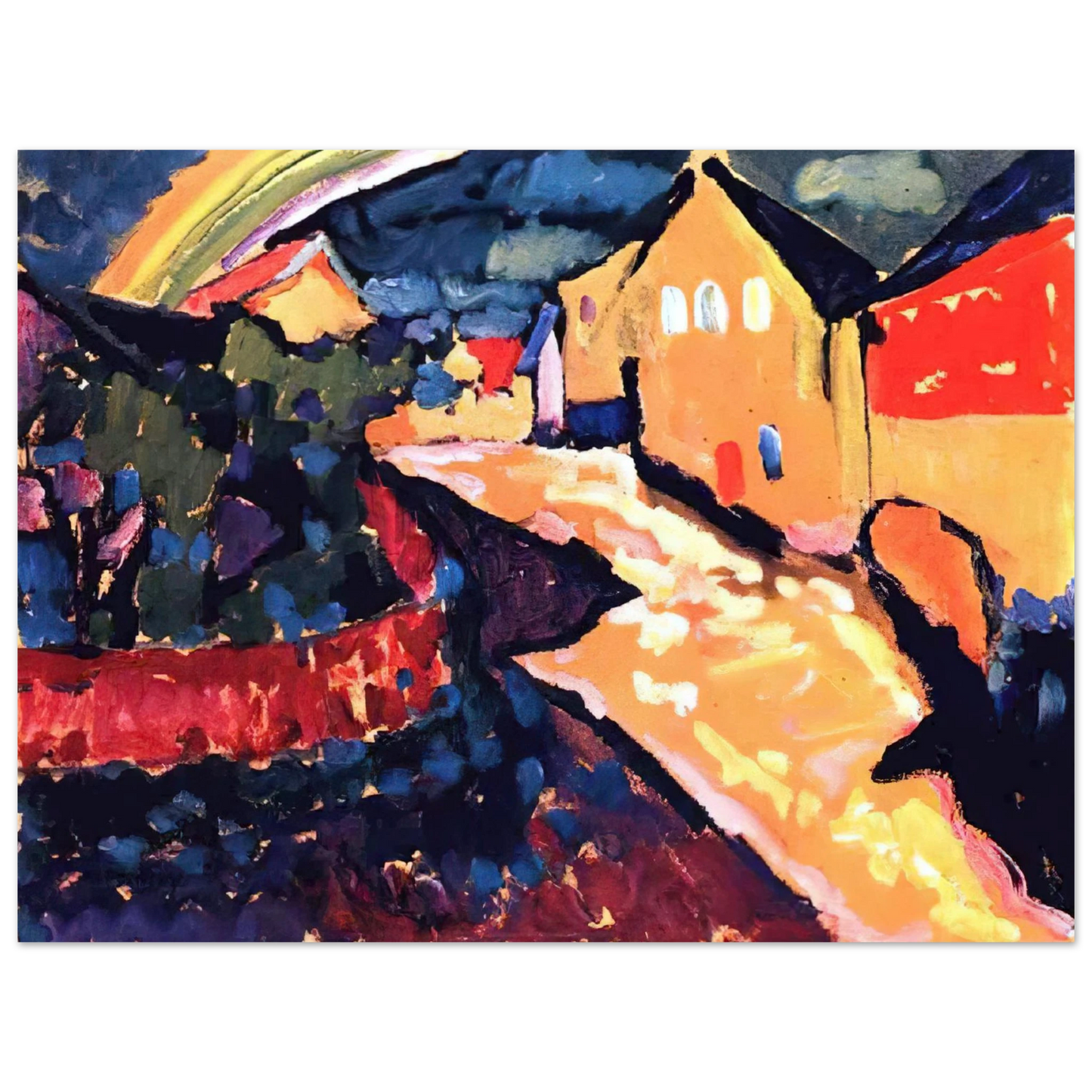 Wassily Kandinsky - MURNAU WITH RAINBOW 1909 75x100 cm / 30x40inches Fine Art Poster